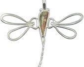 Dragonfly Pendant, Picture Jasper and Sterling Silver  ppjg1890