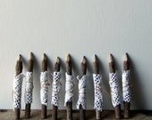 Twig Pencils with Vintage Doilies