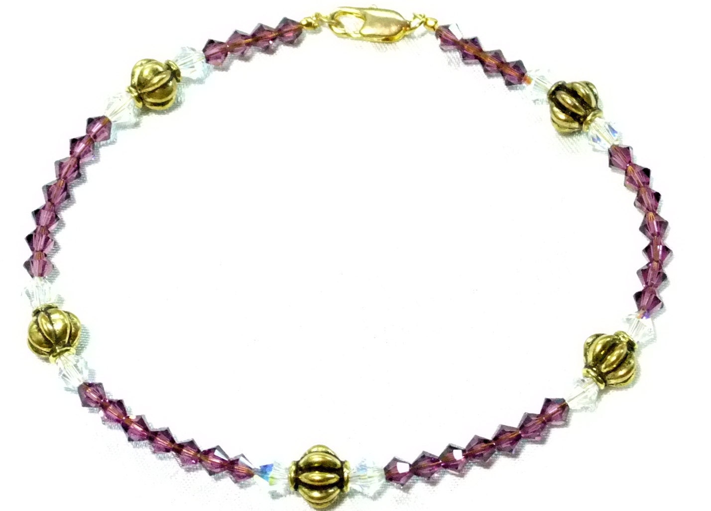 Amethyst Swarovski Crystal Anklet Made to Order