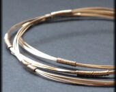 RESERVED for Judith: CUSTOM SIZE Gold Wire Bangles - Set of Three Handmade Wirewrapped Stackable Bracelets