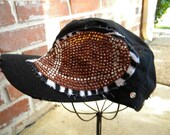 Footall Bling Destressed Military Cadet Cap Hat with Zebra Material