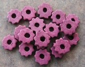 10 Mykonos Greek Ceramic Beads HOT PURPLE Tiny Gears