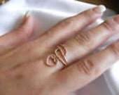 9k Rose Gold Dainty Heart Ring - Size R U.S. 8 5/8