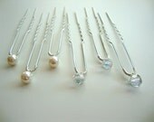 Single Pearl & Crystal Hair Pin for 6 pins