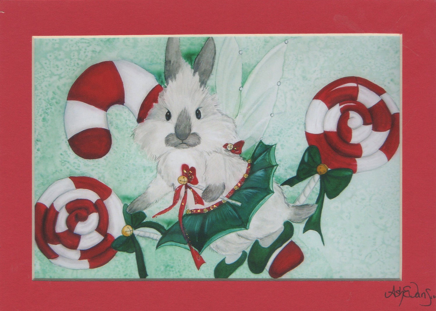 Fairy rabbit fantasy art  5x7 matted print signed by artist