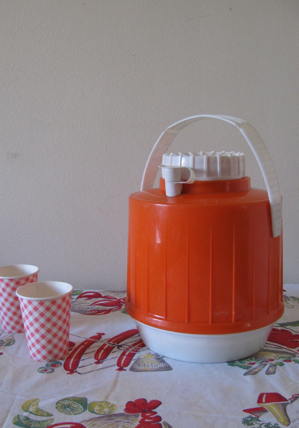 neat-o orange and white picnic jug 60's