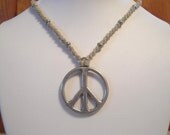 Pewter Peace Sign Hemp Necklace