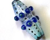 Blue White Lampwork Glass Bead