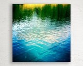 Water at Sunset // Reclaimed Wood Art Block // 5 x 5