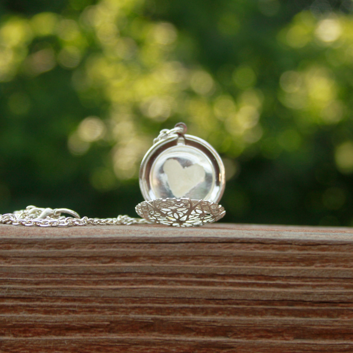 Vintage Filigree Locket Milk Pendant.