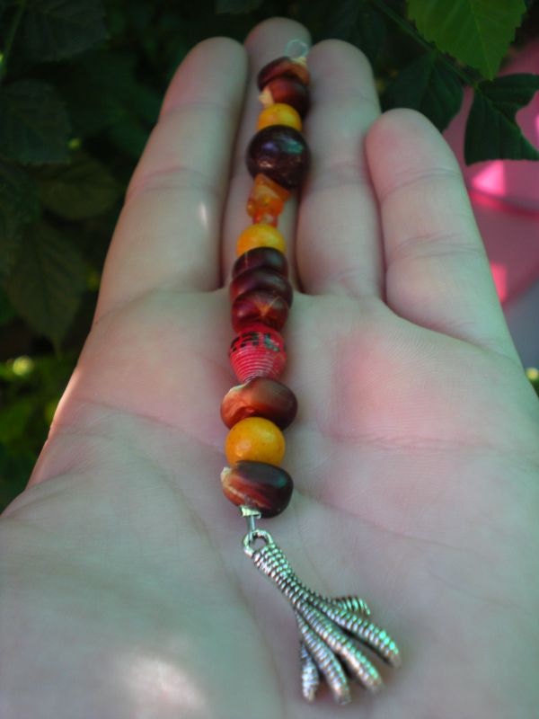 Rooster Claw Charm Red and Earth Tone Beaded Hair Accessory (Part Two of Two Step Process Hair Sticks)