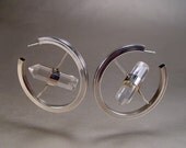 Modernist Crystal Shard Sterling Silver Earrings Vintage 1980s Runway Statement Jewelry