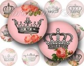 1 inch circle digital art. Crowns Digital Collage Sheet Printable Images download - glass pendant, Bottle Cap, Magnet, bottlecap. 806