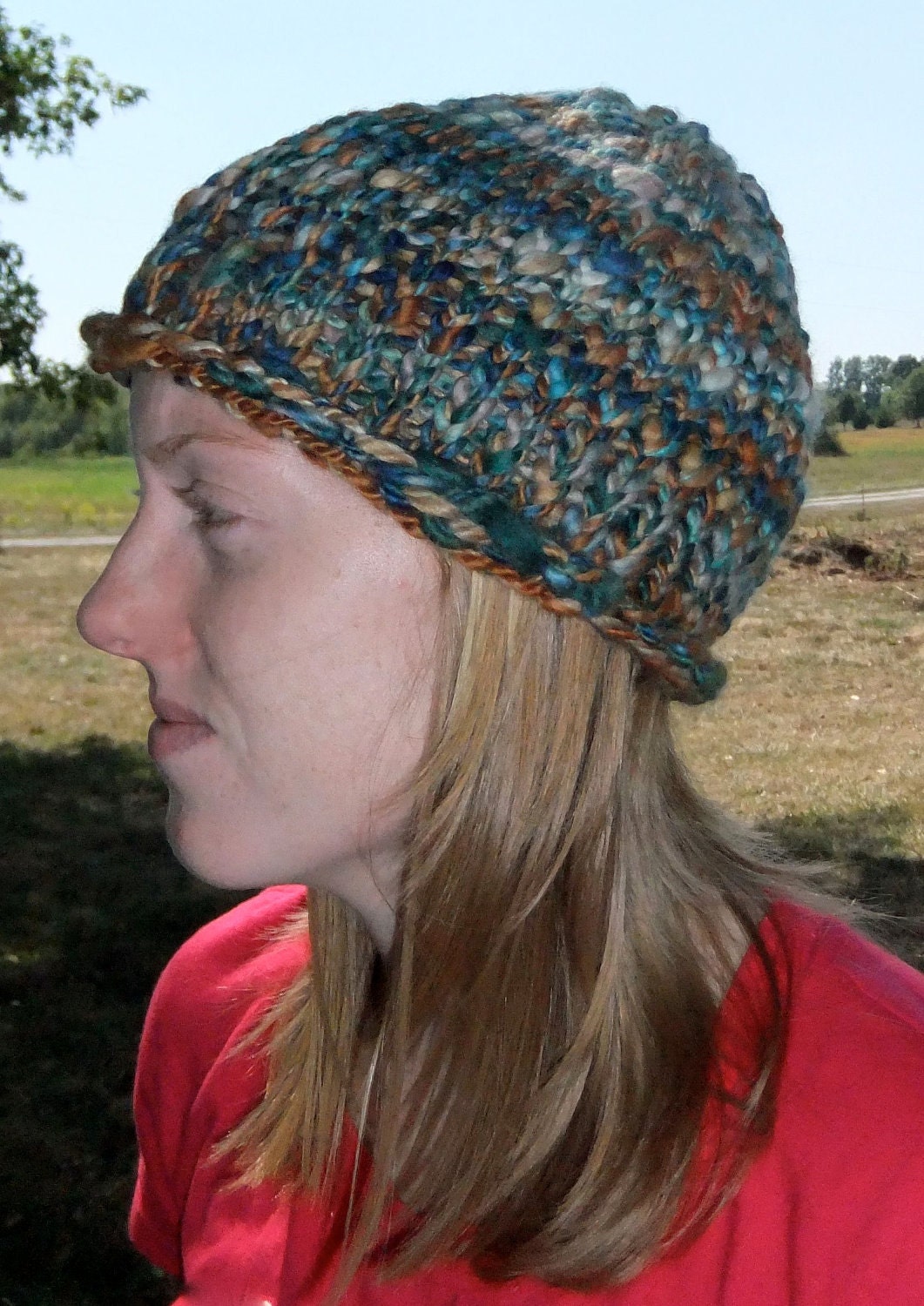 Hand knitted beanie hat