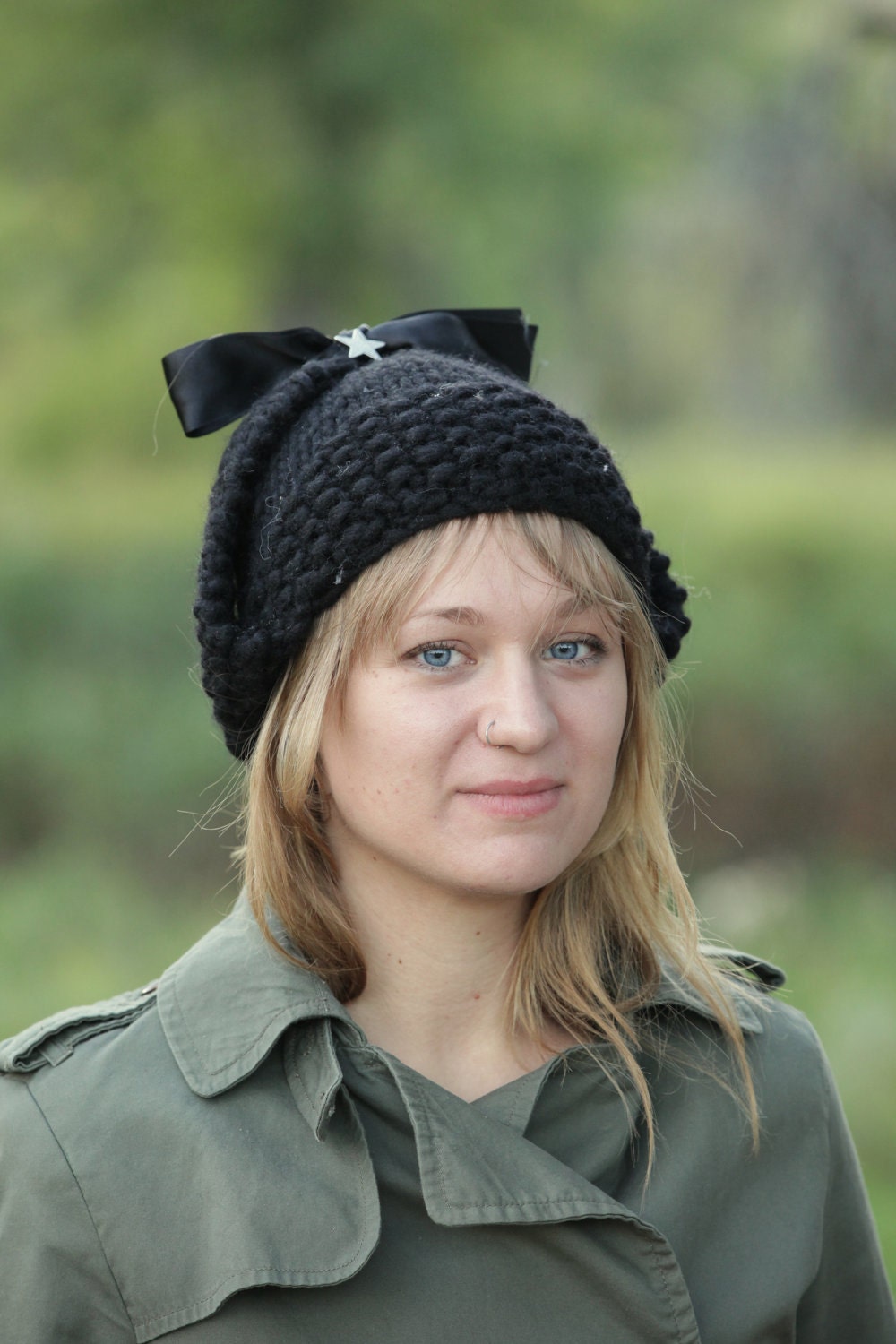 Midnight Black Ear Flap Hat- Knitting for Charity
