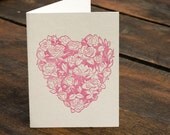 Letterpress Valentine card - Rose Heart