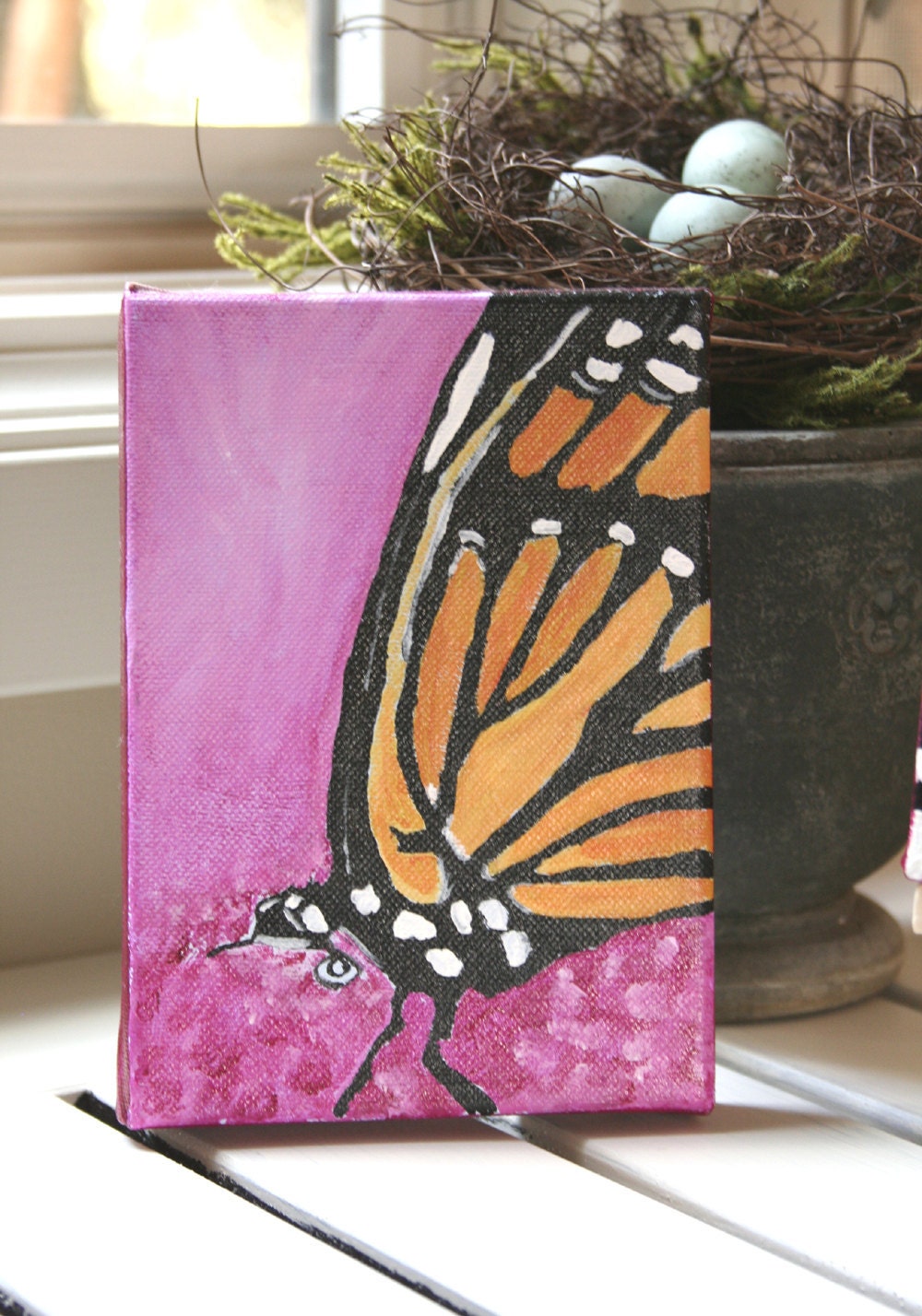 5x7 Original Painting, Monarch Butterfly