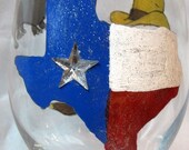 Texas Wine Glass, Hand-Painted