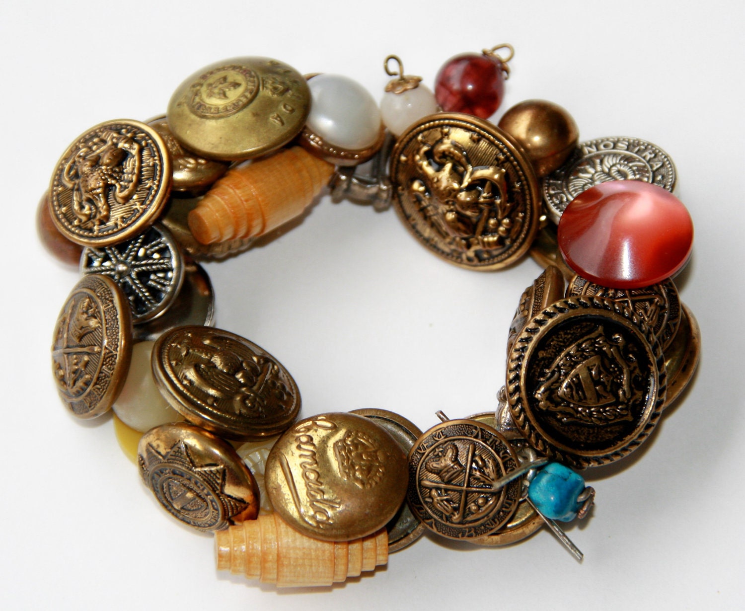 Vintage,Brass, military button bracelet