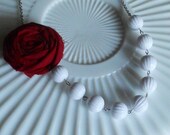 Red Rosette with White Vintage beads