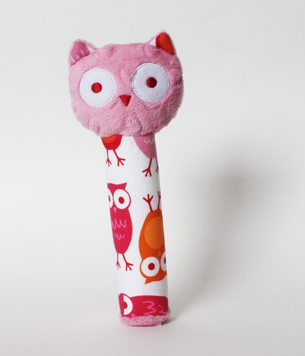 Pink Owl Squeakie Toy