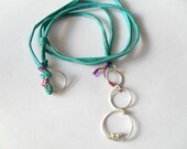 Sterling silver pendant-Dog in a circle-Handmade-Leather lace