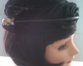 Gothic Vintage Fascinator Feather Hat  Black