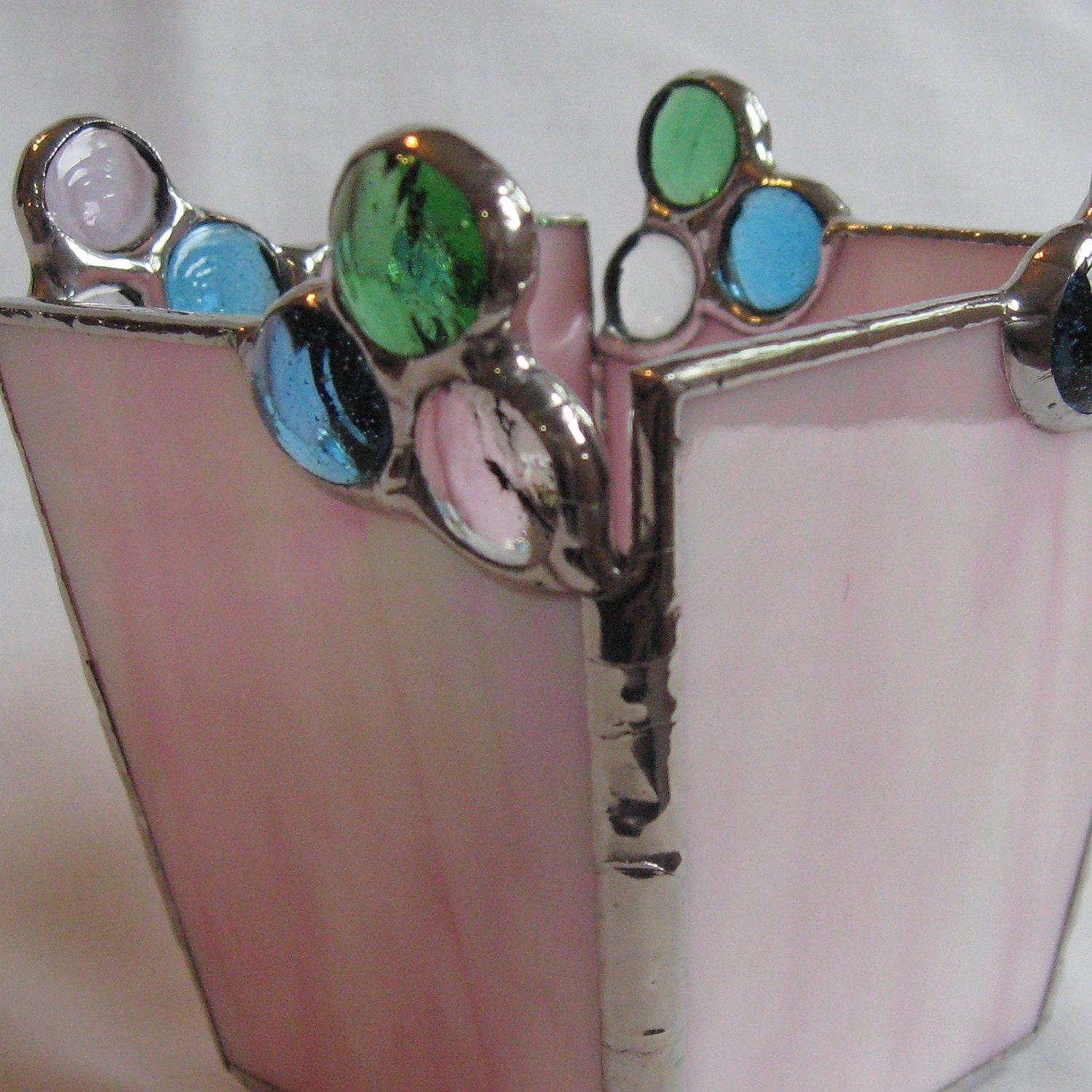 Pretty Pink Stained Glass Candleholder