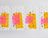 13 Embossed Washi Tape Tags Pink Orange
