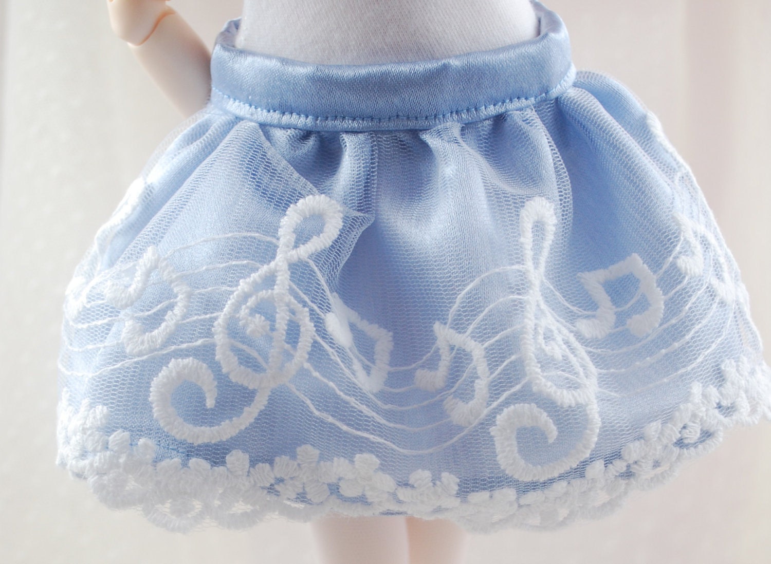 Blue Music Note Satin Skirt for MSD sized dolls