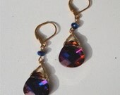 Swarovski Crystal Briolette with Leverback, made to order in ANY color & gold or silver (colors shown are only a few  examples)