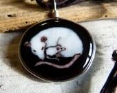 Sleeping rat mom and baby -fused glass pendant
