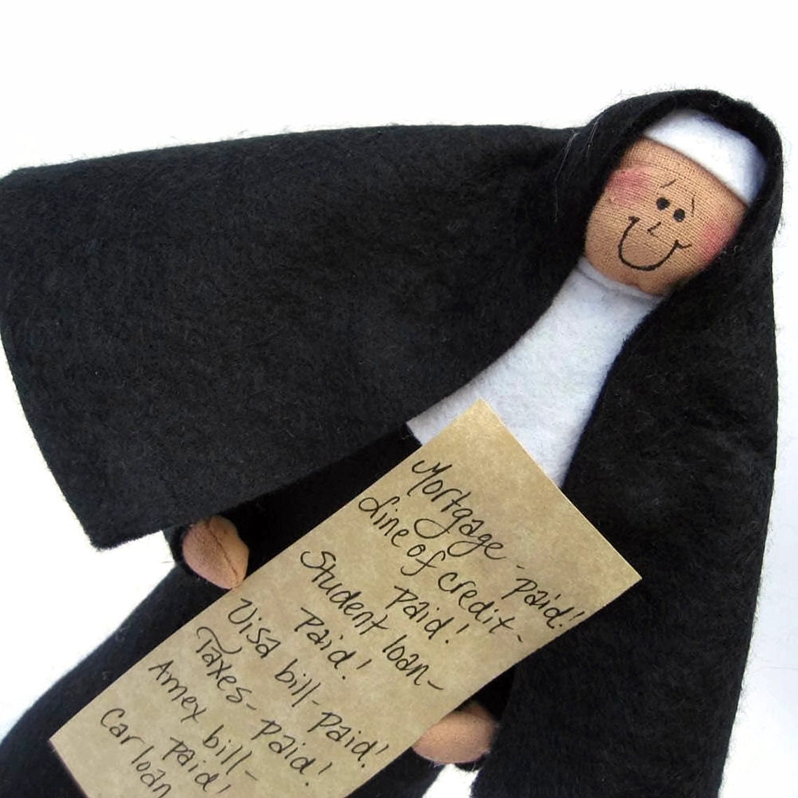 Nun doll Catholic gift- the financially free sister