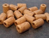 Mykonos Greek Ceramic Beads DESERT SAND 6x10mm Small Tube - Barrel (10)