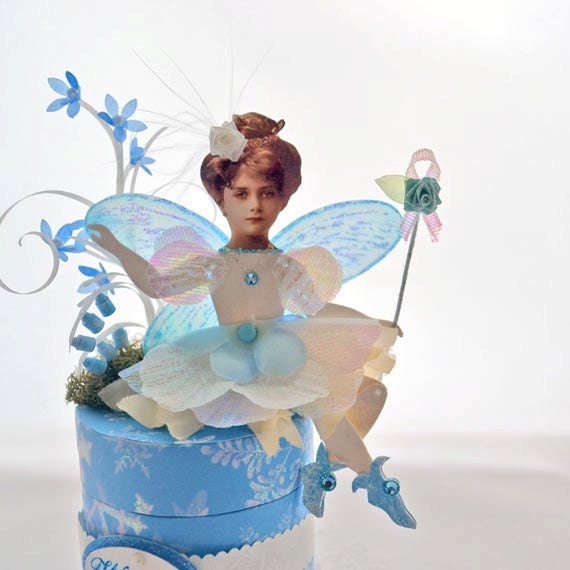 Winter Flower Fairy Paper Doll on Trinket Box