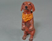 MOXIE, the Foxy Doxie  - Original Clay Dachshund Dog Sculpture