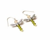 Swarovski Crystal Dragonfly Earrings - Topaz Vs Green