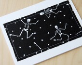 Note Cards - Dancing Skeletons Halloween Fabric - Set of 4 (Blank)