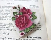 Crimson Rose Ceramic Heart Brooch