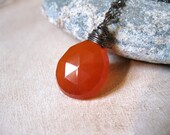 Orange Carnelian, Oxidized Sterling Silver Necklace