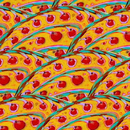 SALE September Light Fabric Red Berries on Cheddar from In the Beginning Fabrics 1 Yard New