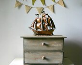 Vintage Patina Metal Galleon Ship Decor