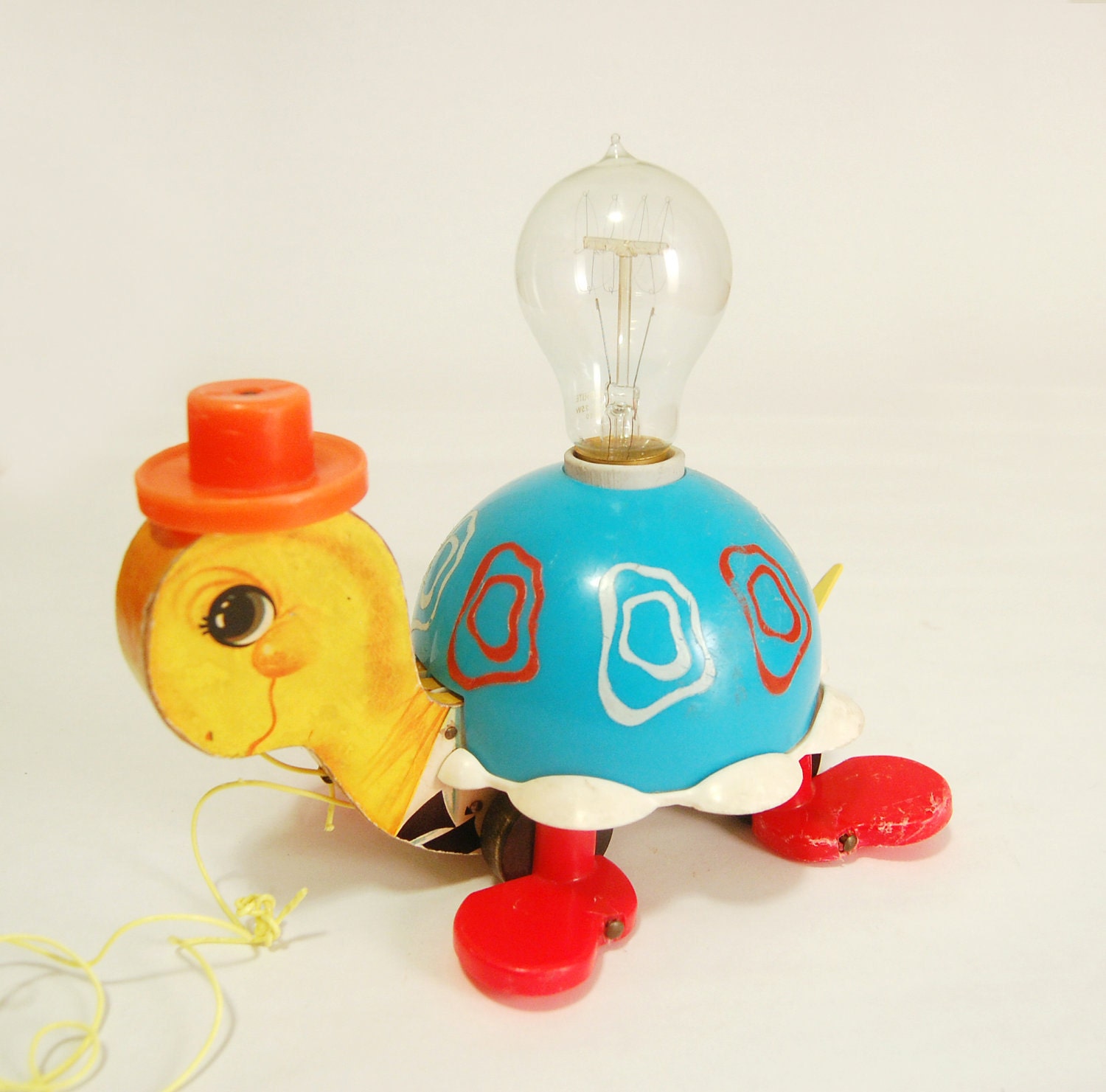 Unique Vintage FISHER PRICE Turtle Pull Toy Lamp