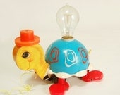 Unique Vintage FISHER PRICE Turtle Pull Toy Lamp