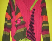 Reconstructed Upcycled Fuschia hoody sweater