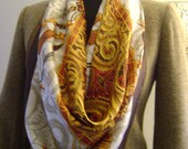 Satin Scarf in golds and mocha brown