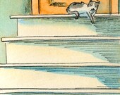 Original ACEO Painting -- Lounging on the stairs