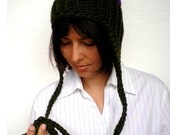 Green and Violet Pom-Pom Hat Crochet Hat  Super Soft Acrilyc yarn Woman Hat NEW