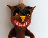 Halloween Folk Art Owl Clothes Pin Ornament