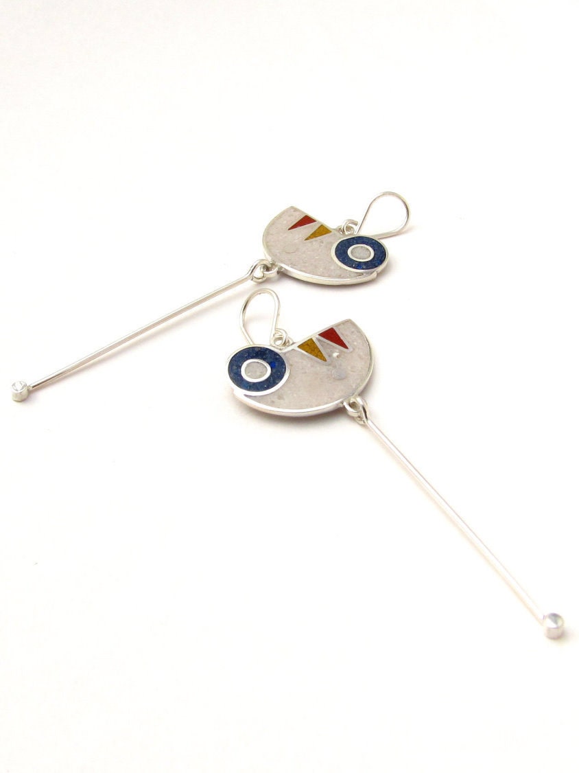 Sterling Silver Earrings - Primary Colors Pendulum - maldonadojoyas